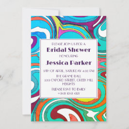 Retro Wavy Einzigartiges farbiges Brautparty Einladung