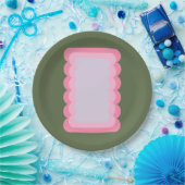 Retro-Wavy-Form grün und rosa Pappteller (Party)