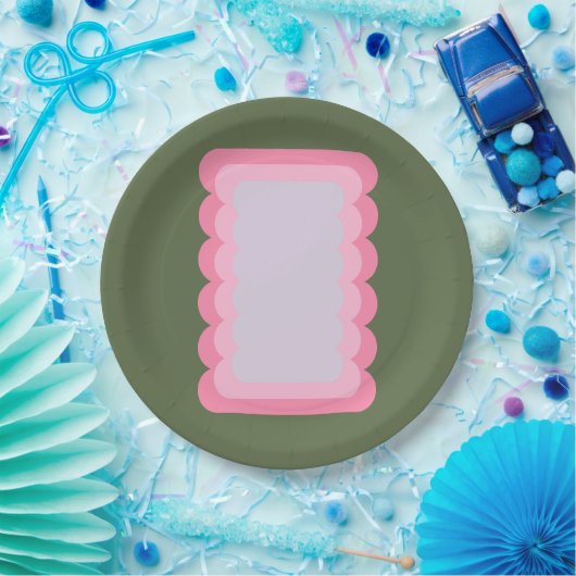 Retro-Wavy-Form grün und rosa Pappteller (Party)