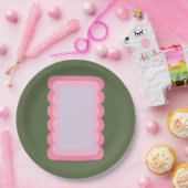 Retro-Wavy-Form grün und rosa Pappteller (Party)