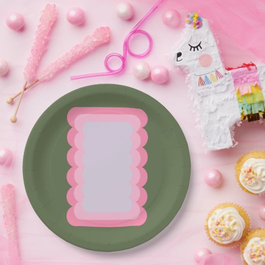 Retro-Wavy-Form grün und rosa Pappteller (Party)