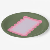 Retro-Wavy-Form grün und rosa Pappteller (Schrägansicht)