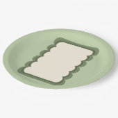 Retro Wavy Form Pastell grün Pappteller (Schrägansicht)