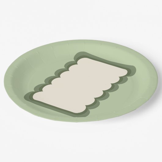 Retro Wavy Form Pastell grün Pappteller (Schrägansicht)