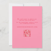 Retro Wavy Foto & QR Code Rosa & Red Wedding Save The Date (Rückseite)