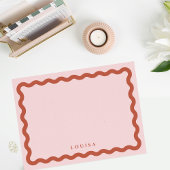 Retro Wavy Frame Blush & Terracotta Personalisiert Mitteilungskarte