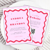 Retro Wavy Frame QR Code 70er alle in einer Hochze Einladung