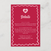 Retro Wavy Frame Red Pink Cupid Wedding Details Begleitkarte (Vorderseite)