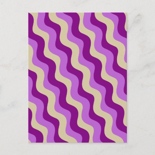 Retro Wavy Geometric Lila Cream Postkarte (Vorderseite)