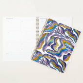 Retro Wavy Green Blue Lila Groovy Positiv Planer (Anzeige)
