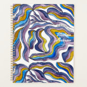 Retro Wavy Green Blue Lila Groovy Positiv Planer (Vorderseite)