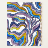 Retro Wavy Green Blue Lila Groovy Positiv Planer (Rückseite)