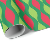 Retro Wavy Green Red Pattern - Holiday Style Geschenkpapier (Rolleneckpunkt)