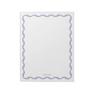 Retro Wavy Lavender Modernes Personalisiertes Gesc Notizblock