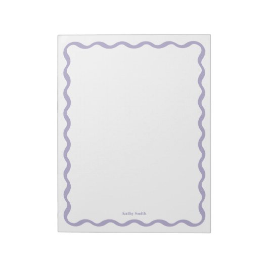 Retro Wavy Lavender Modernes Personalisiertes Gesc Notizblock (Rotiert)