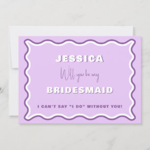 Retro Wavy Lila Foto Bridesmaid Vorschlagkarte Einladung