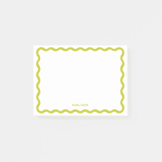 Retro Wavy Limon Modernes Personalisiertes Geschir Post-it Klebezettel (Vorderseite)