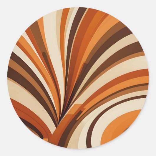 Retro Wavy Lines 70er Circle Sticker (Vorderseite)