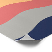 Retro Wavy Lines - Blue Turquoise Orange Poster (Ecke)
