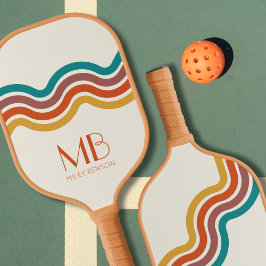 Retro Wavy Lines Niedlich Monogram Vintag Ästhetik Pickleball Schläger