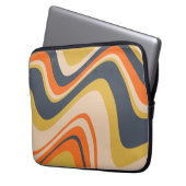 Retro Wavy Lines - Orange, Navy, Yellow, Beige Laptopschutzhülle (Vorderseite Links)
