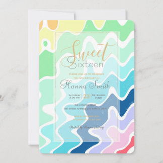 Retro Wavy Lines Pastell Rainbow Colors Muster