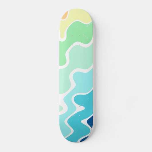 Retro Wavy Lines Pastell Rainbow Colors Muster Skateboard (Vorderseite)