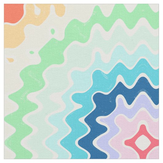 Retro Wavy Lines Pastell Rainbow Colors Muster Stoff (Nahaufnahme)