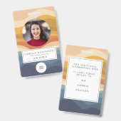 Retro Wavy Lines Unique Employee Foto ID Ausweis (Vorder- & Rückseite)