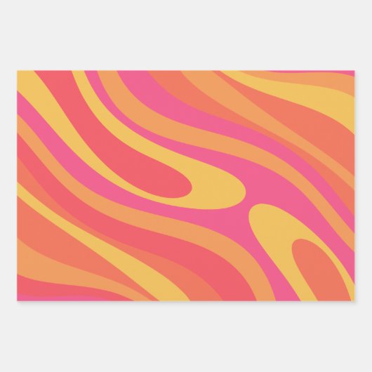 Retro Wavy Loops Trippy Abstraktes Muster Geschenkpapier Set (Vorderseite 3)
