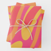 Retro Wavy Loops Trippy Abstraktes Muster Geschenkpapier Set (Beispiel)