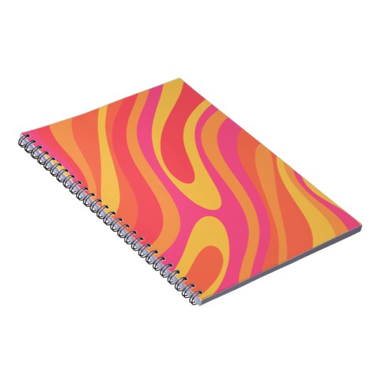 Retro Wavy Loops Trippy Abstraktes Muster Notizblock (Rechte Seite)