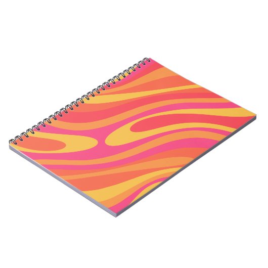 Retro Wavy Loops Trippy Abstraktes Muster Notizblock (Linke Seite)