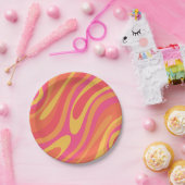 Retro Wavy Loops Trippy Abstraktes Muster Pappteller (Party)