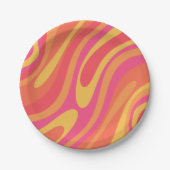 Retro Wavy Loops Trippy Abstraktes Muster Pappteller (Vorderseite)
