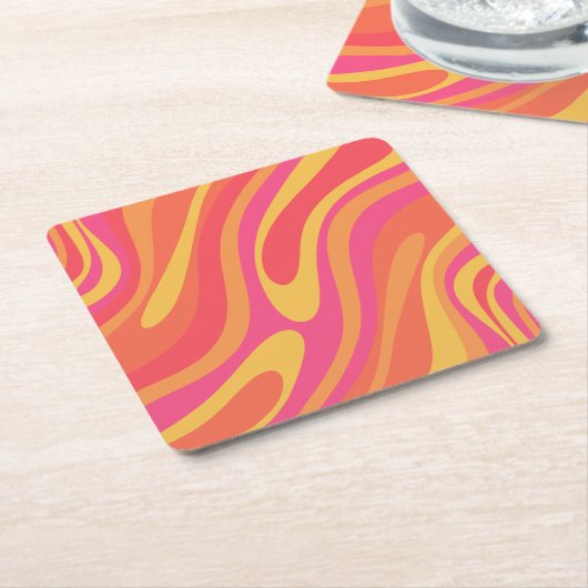 Retro Wavy Loops Trippy Abstraktes Muster Rechteckiger Pappuntersetzer (angewinkelt)