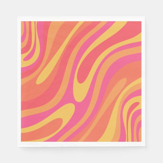 Retro Wavy Loops Trippy Abstraktes Muster Serviette (Vorderseite)