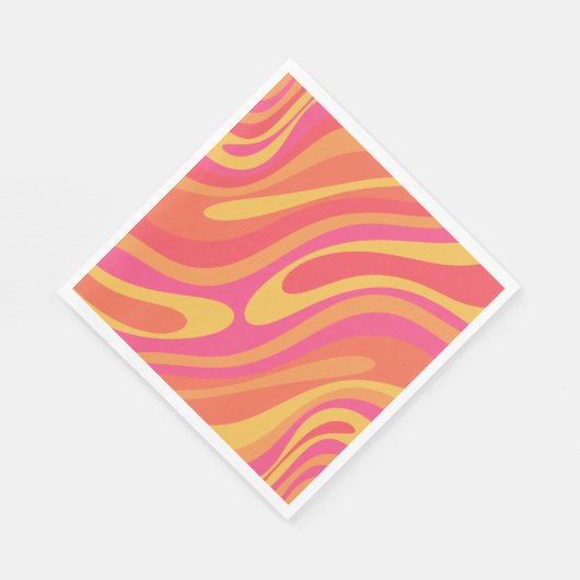 Retro Wavy Loops Trippy Abstraktes Muster Serviette (Ecke)