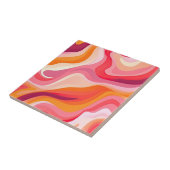 Retro Wavy Muster Boho Ästhetik Pink Fliese (Seite)