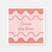 Retro Wavy Orange Pink Curve Baby Dusche Serviette (Vorderseite)