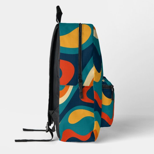 Retro Wavy Pattern Modern Abstract  Bedruckter Rucksack (Links)