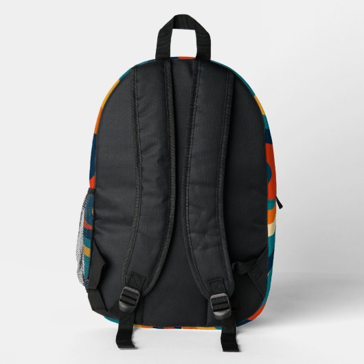 Retro Wavy Pattern Modern Abstract  Bedruckter Rucksack (Rückseite)