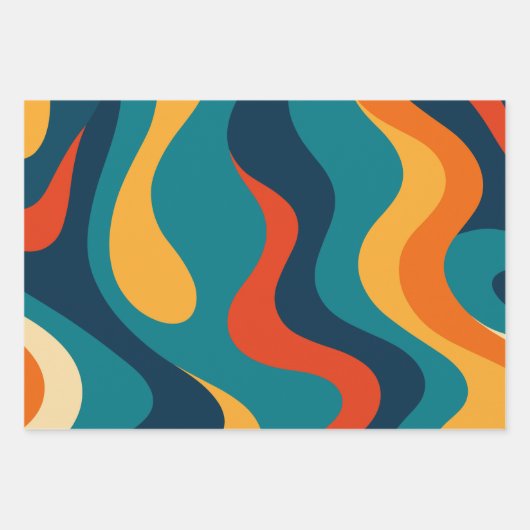 Retro Wavy Pattern Modern Abstract  Geschenkpapier Set (Vorderseite 3)