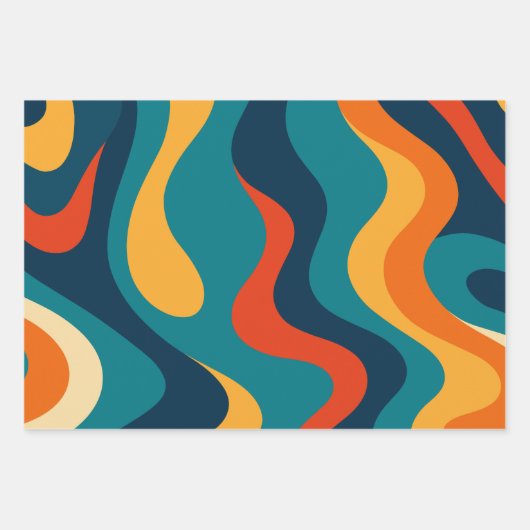 Retro Wavy Pattern Modern Abstract  Geschenkpapier Set (Vorderseite 2)