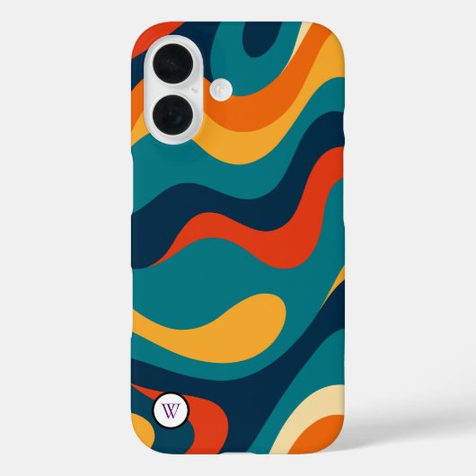 Retro Wavy Pattern Modern Abstract iPhone Case (Rückseite)