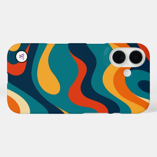 Retro Wavy Pattern Modern Abstract iPhone Case (Rückseite (Horizontal))