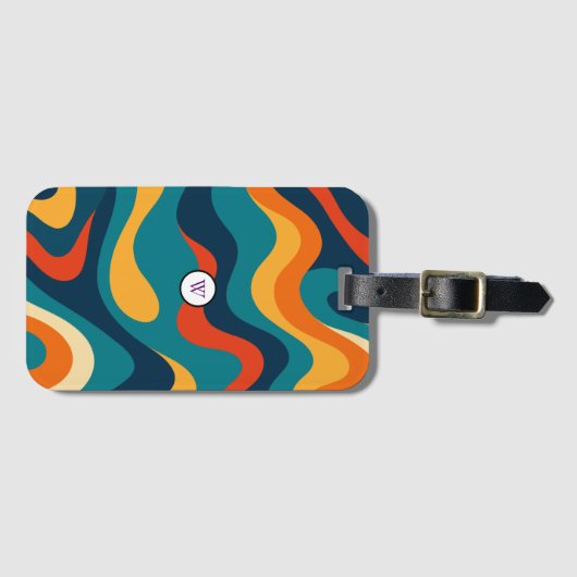 Retro Wavy Pattern Modern Abstract iPhone Case Gepäckanhänger (Vorderseite (Horizontal))