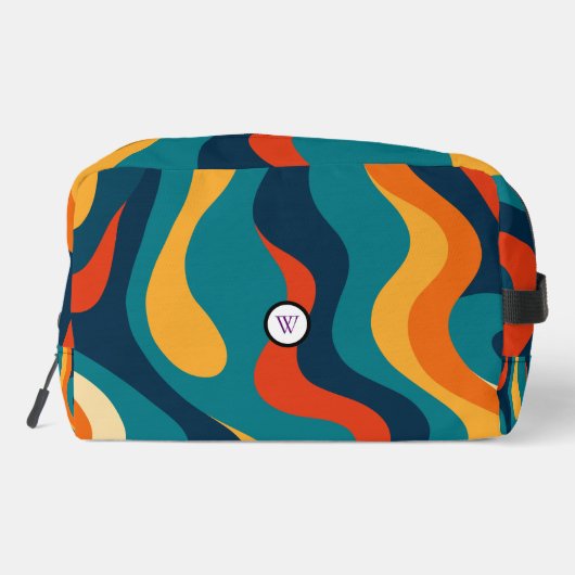 Retro Wavy Pattern Modern Abstract Make Up Bag Waschbeutel (Rückseite)