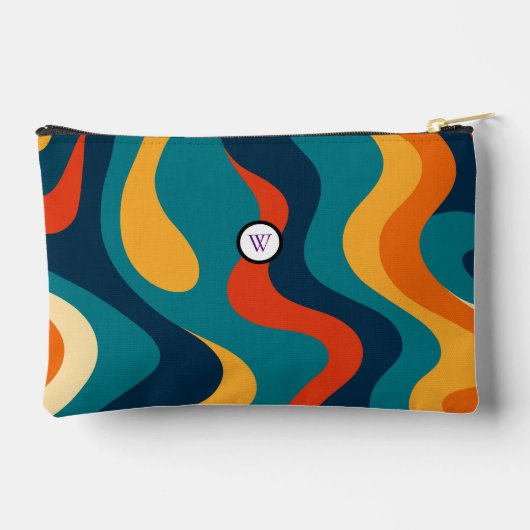 Retro Wavy Pattern Modern Abstract Make Up Bag Zubehörtasche (Rückseite)