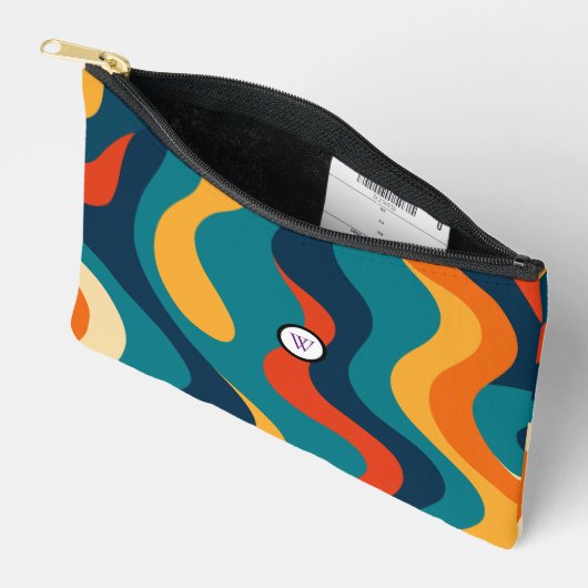 Retro Wavy Pattern Modern Abstract Make Up Bag Zubehörtasche (Offen)